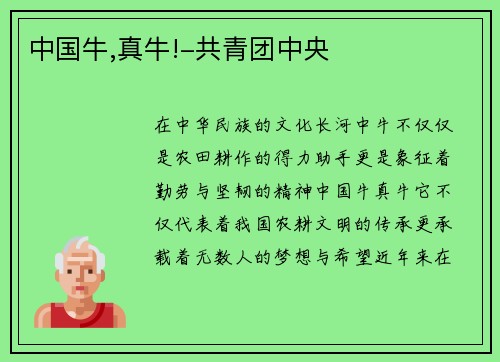 中国牛,真牛!-共青团中央