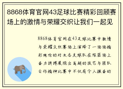 8868体育官网43足球比赛精彩回顾赛场上的激情与荣耀交织让我们一起见证精彩瞬间